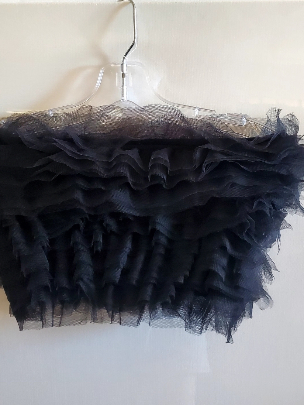 Forever 21 Black Tulle Ruffle Bustier Strapless Crop Top XS New